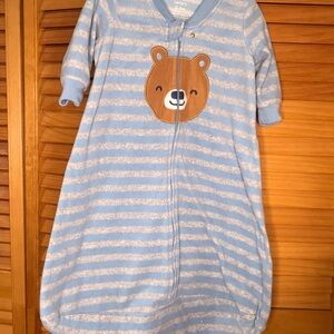 Carter's Blue and Grey Striped Sleep Sack with Bear